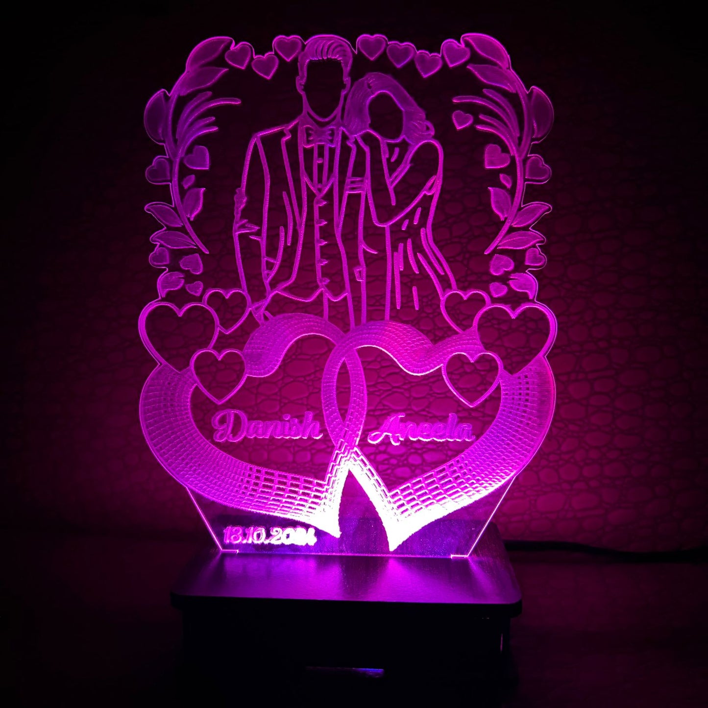 Couple Heart Customised Illusion Lamp