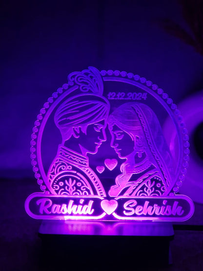 Groom Bride Customised Illusion Lamp