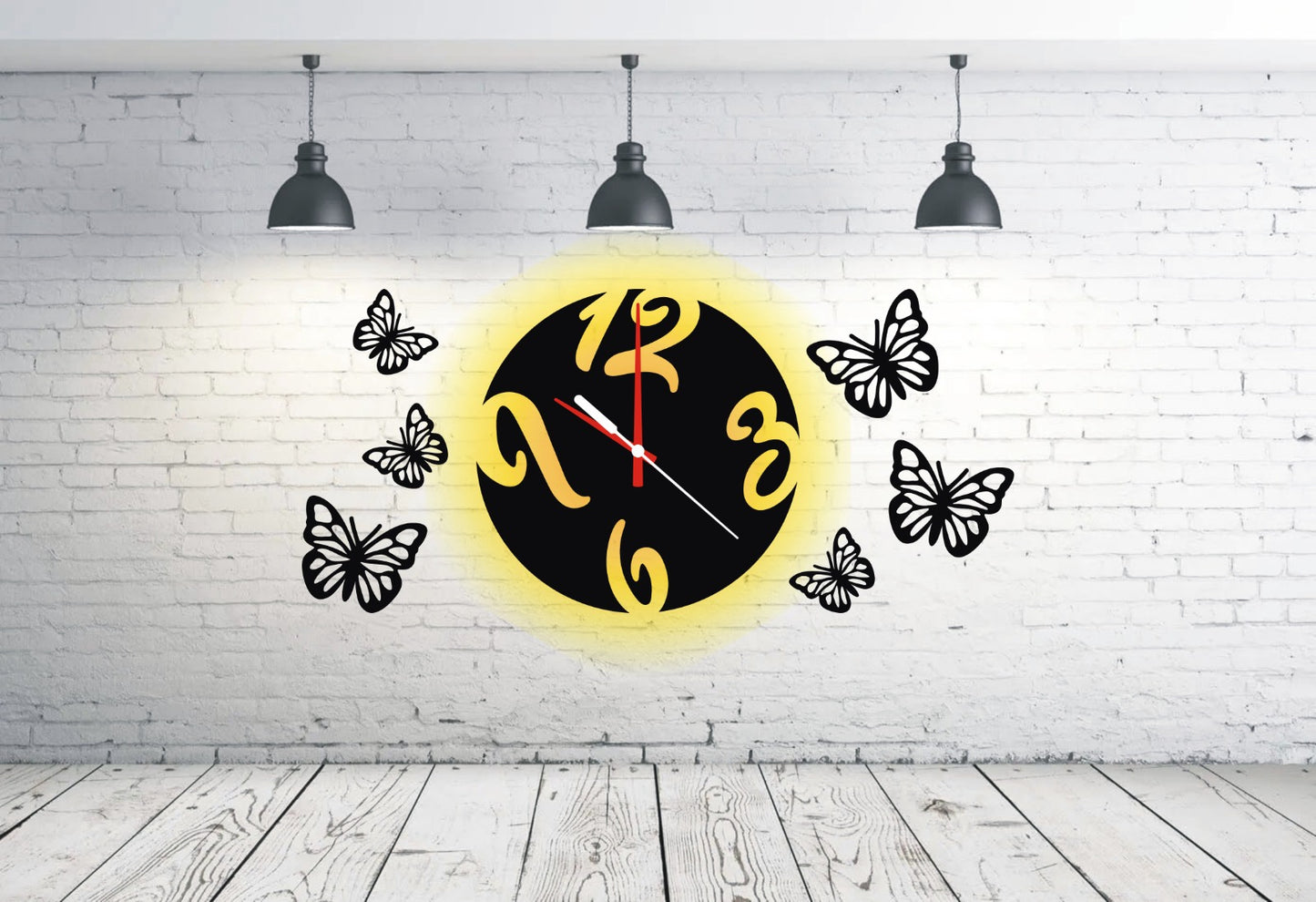 Stylish Dial Wooden Wall Clock With Light A27