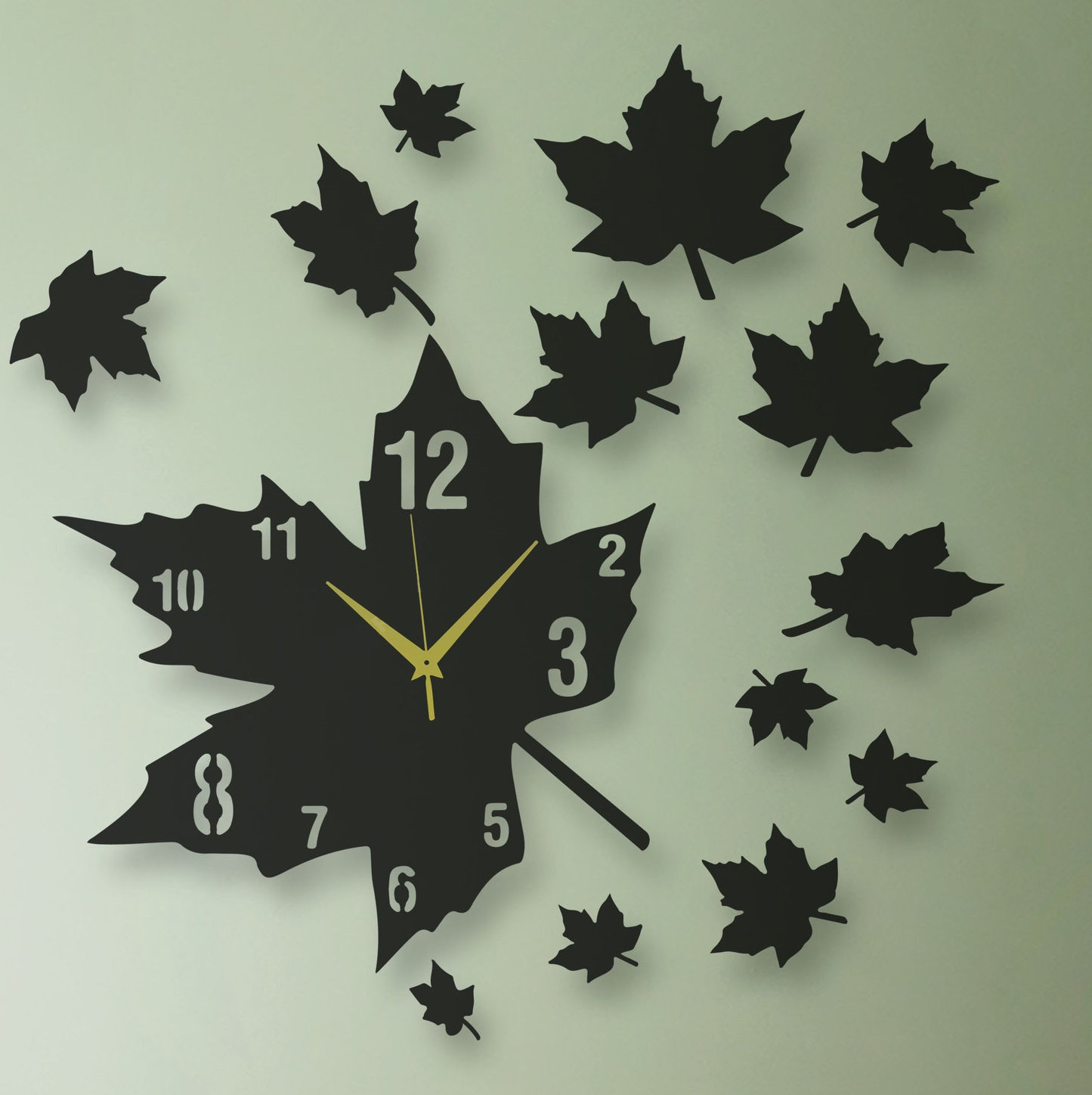 Stylish Leaf Wooden Wall Clock